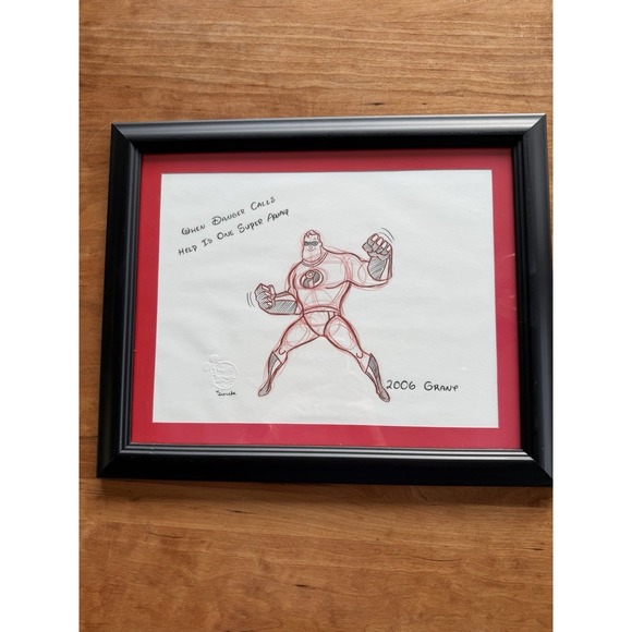 Original Disney Pixar Incredibles Hand-Drawn Artwork Official Stamped Animation